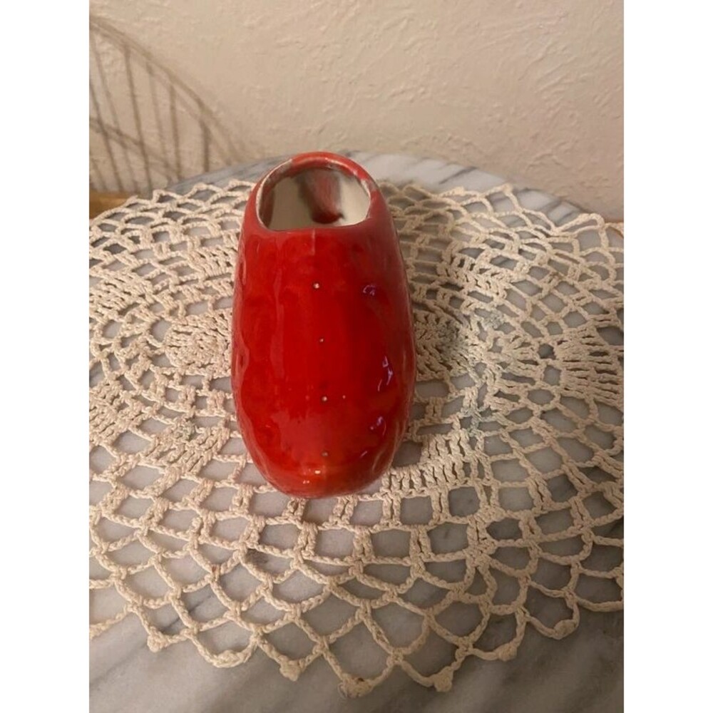 Vintage Red Glossy Ceramic Clog Planter